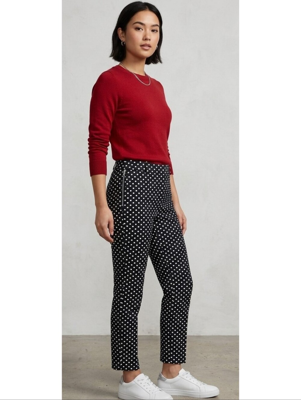 Talbots Chatham Ankle Pants Black & White Polka Dot Size 4P